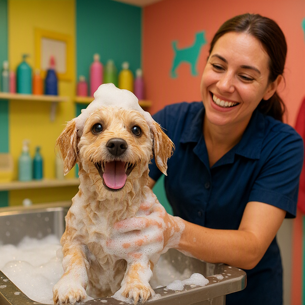 Dog bath time